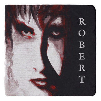 Gothic God Post Punk Goth Music Man Portrait Art Trivet