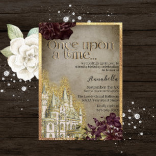 Gothic Gold Castle Fairy Tale Theme Invitation
