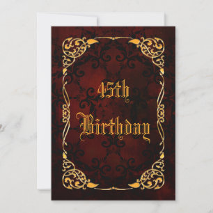 Gothic Gold Framed 45th Birthday Invitation