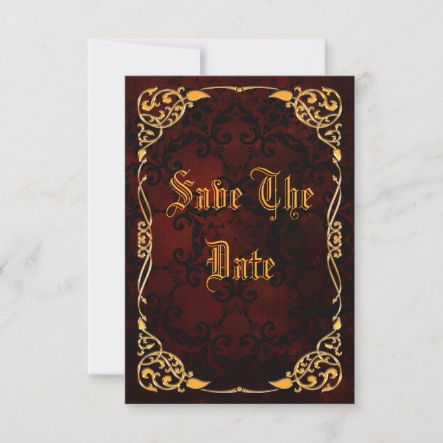 Gothic Gold Framed 50th Birthday Save The Date (Front)