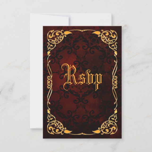 Gothic Gold Framed Birthday RSVP (Front)