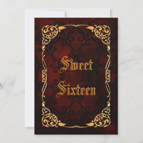 Gothic Gold Framed Sweet 16 Invitation