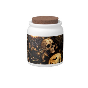 Gothic Gold Halloween Candy Jar