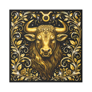 Gothic Gold Taurus Zodiac Celestial Bull Art