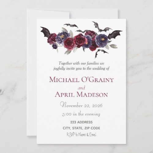 Gothic Goth Bats Dark Invitation Wedding