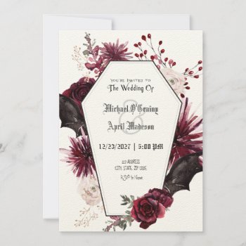 Gothic Goth Bats Dark Invitation Wedding by My_Wedding_Bliss at Zazzle