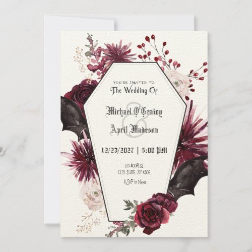 Gothic Goth Bats Dark Invitation Wedding