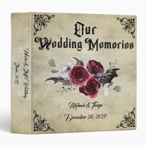 Gothic Goth Bats Wedding Photo Album 3 Ring Binder