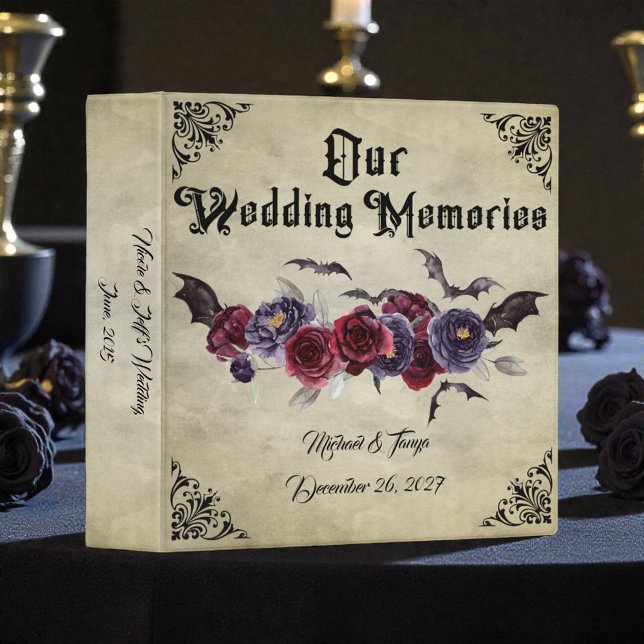 Gothic Goth Bats Wedding Photo Album 3 Ring Binder (Creator Uploaded)