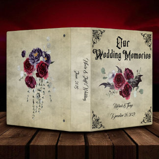 Gothic Goth Bats Wedding Photo Album 3 Ring Binder