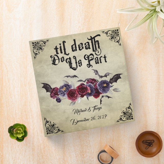 Gothic Goth Bats Wedding Photo Album 3 Ring Binder (In Situ)