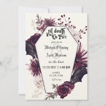 Gothic Goth Dark Bats Wedding Invitation by My_Wedding_Bliss at Zazzle