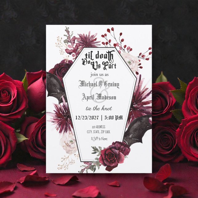 Gothic Goth Dark Bats Wedding Invitation (Creator Uploaded)