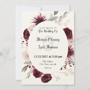 Gothic Goth Dark Rose Wedding Invitation