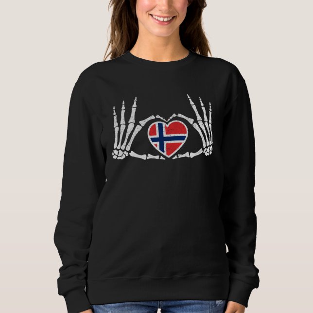 Gothic Goth Skeleton Norway Norwegian Halloween Co Sweatshirt (Front)