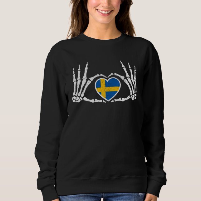 Gothic Goth Skeleton Sweden Swedish Halloween Cost Sweatshirt (Front)