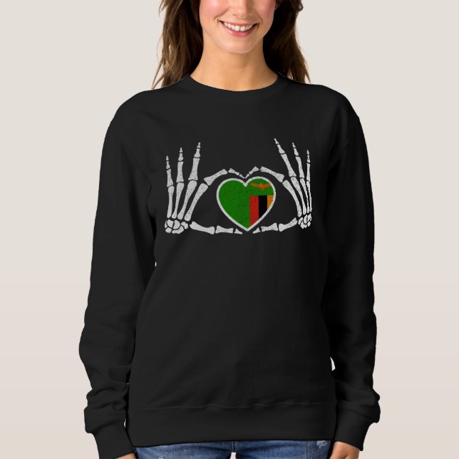 Gothic Goth Skeleton Zambia Zambian Halloween Cost Sweatshirt (Front)