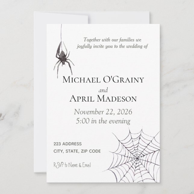 Gothic Goth Spider Web Dark Invitation Wedding (Front)