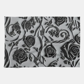 Gothic Graveyard Black Roses Pattern Kitchen Towel