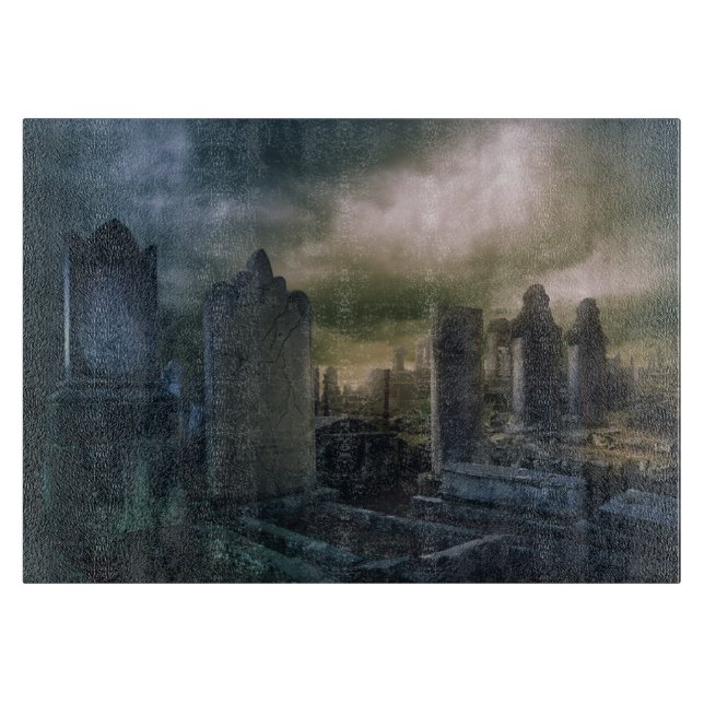Gothic Graveyard Glass Cutting Board (Front)