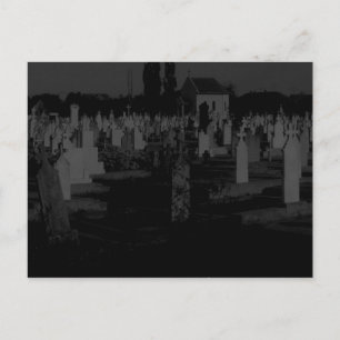 Gothic Graveyard Halloween Cemetery Tombstones Postcard