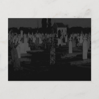 Gothic Graveyard  Halloween Cemetery Tombstones Postcard
