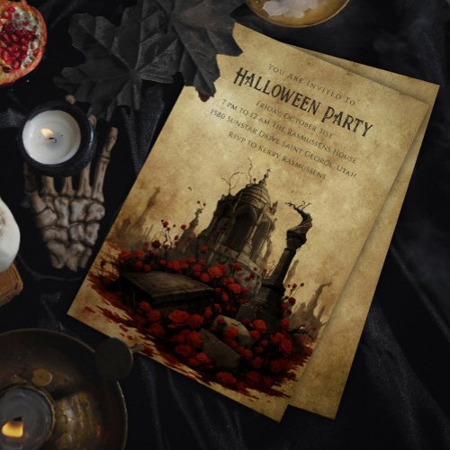 Gothic Graveyard Halloween Party Invitation