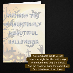 Gothic Graveyard Hauntingly Beautiful Halloween Holiday Card