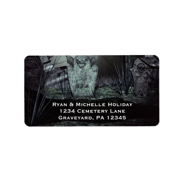Gothic Graveyard RIP Gravestones Cemetery Address Label (Front)