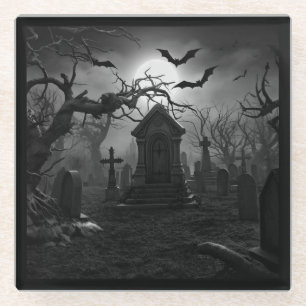 Gothic Graveyard Under the Full Moon Coaster