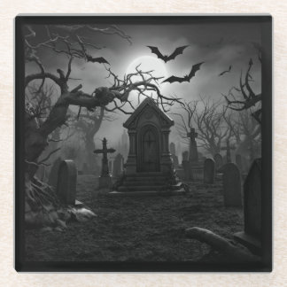 Gothic Graveyard Under the Full Moon Coaster