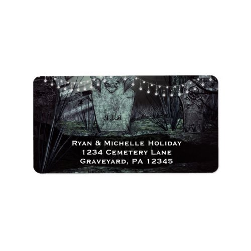 Gothic Graveyard with Enchanting Lights Address Label