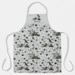 Gothic Gray Bride or Die Floral Skull Wedding Apron