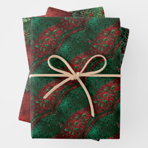 Gothic Green and Red Christmas Wrapping Paper Sheets
