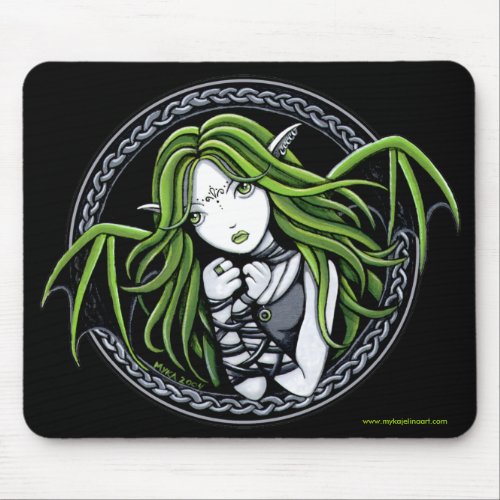 Gothic Green Bat Fairy Art Mousepad