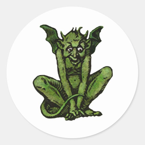 Gothic Green Goblin Fantasy Demon Creature Classic Round Sticker
