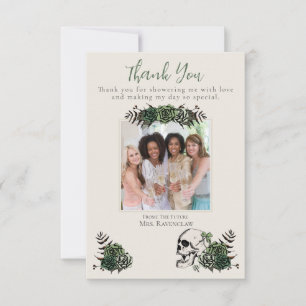 Gothic Green Skull and Flowers Irish Bridal Shower Thank You Card
