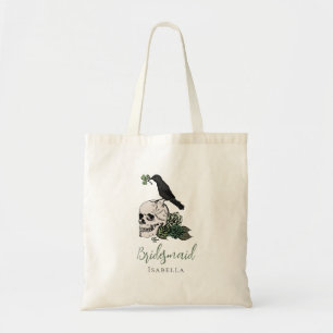 Gothic Green Skull & Roses Bridesmaid Gift Tote Bag
