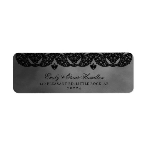 Gothic Grey Black Ornate Lace Medieval Monochrome Label