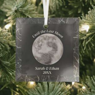 Gothic Grey Full Moon Dark Glass Ornament