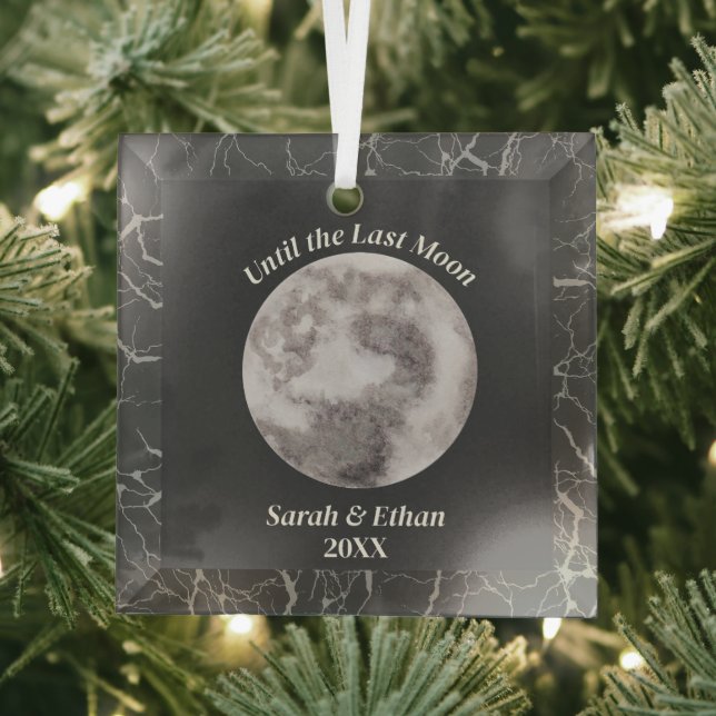Gothic Grey Full Moon Dark Glass Ornament (Insitu)