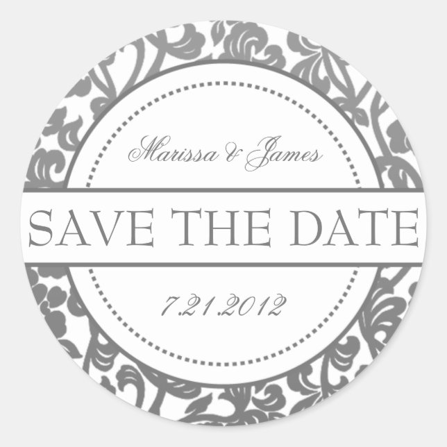 Gothic Grey & White Flourish Envelope Seals (Front)