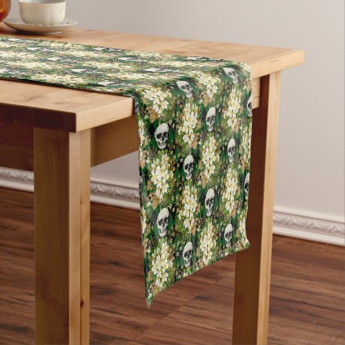 Gothic Grunge Christmas Floral Pattern Short Table Runner