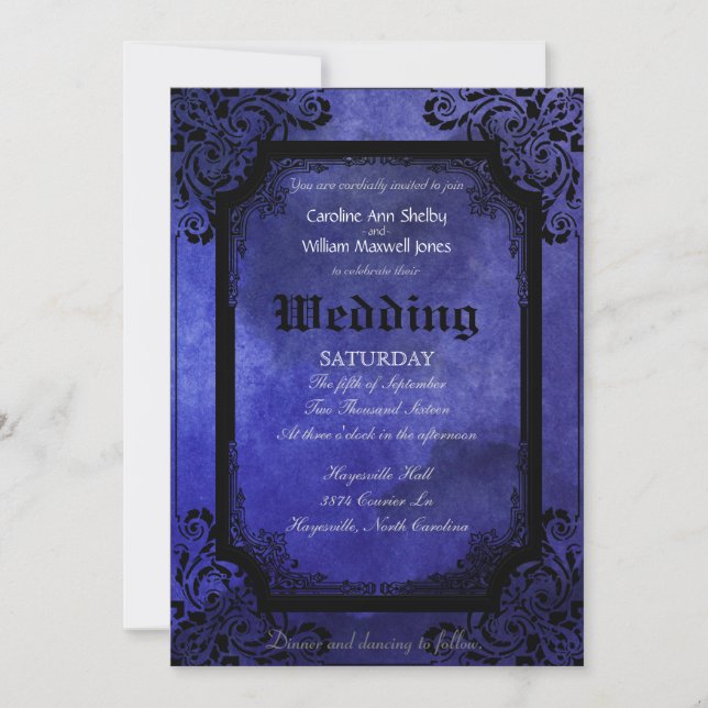 Gothic Grunge Filigree Wedding Invitation (Front)