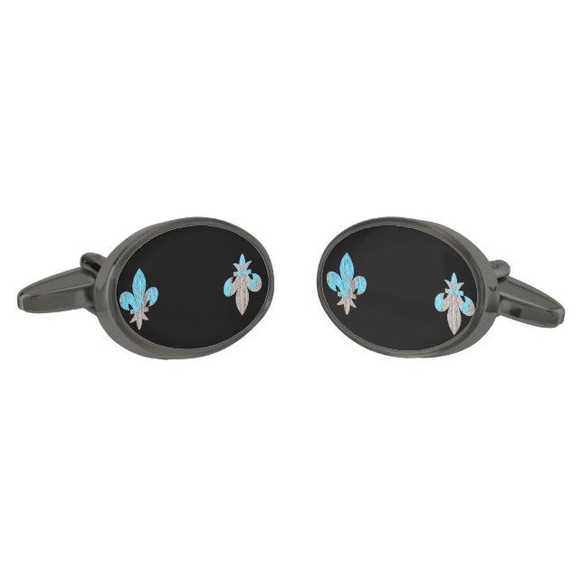 Gothic Grunge Fleur De Lis Casual Cufflinks (Angled)