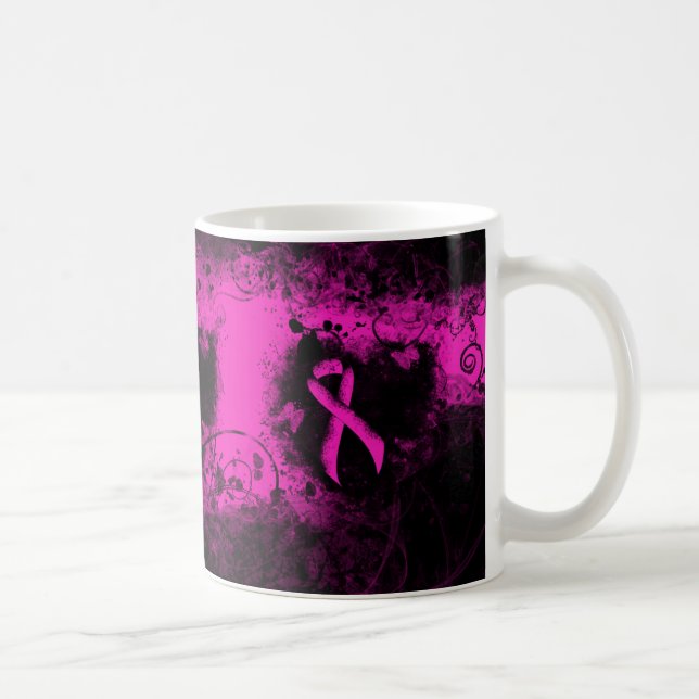 Gothic-grunge Hot Pink Awareness Ribbon Coffee Mug (Right)