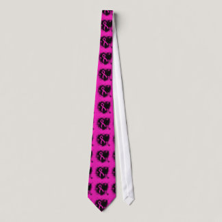 Gothic-grunge Hot Pink Awareness Ribbon Neck Tie