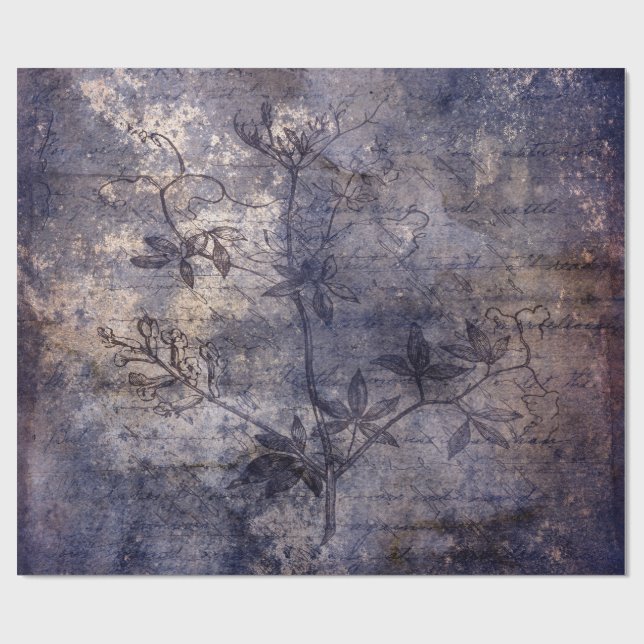 Gothic Grunge Indigo  Wrapping Paper (Flat)