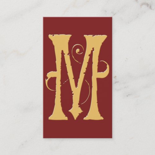 Gothic Grunge Red Gold Initial M Monogram Business Cards