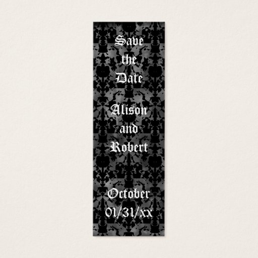 Customizable Gothic grunge save the date mini book markers business cards